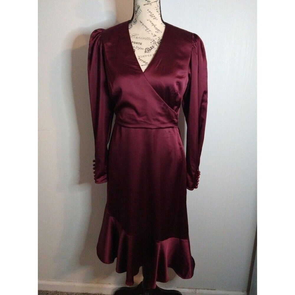 Calvin Klein puff sleeve V neck Long Sleeve size 2 NWT dress Boho Feminine Class
